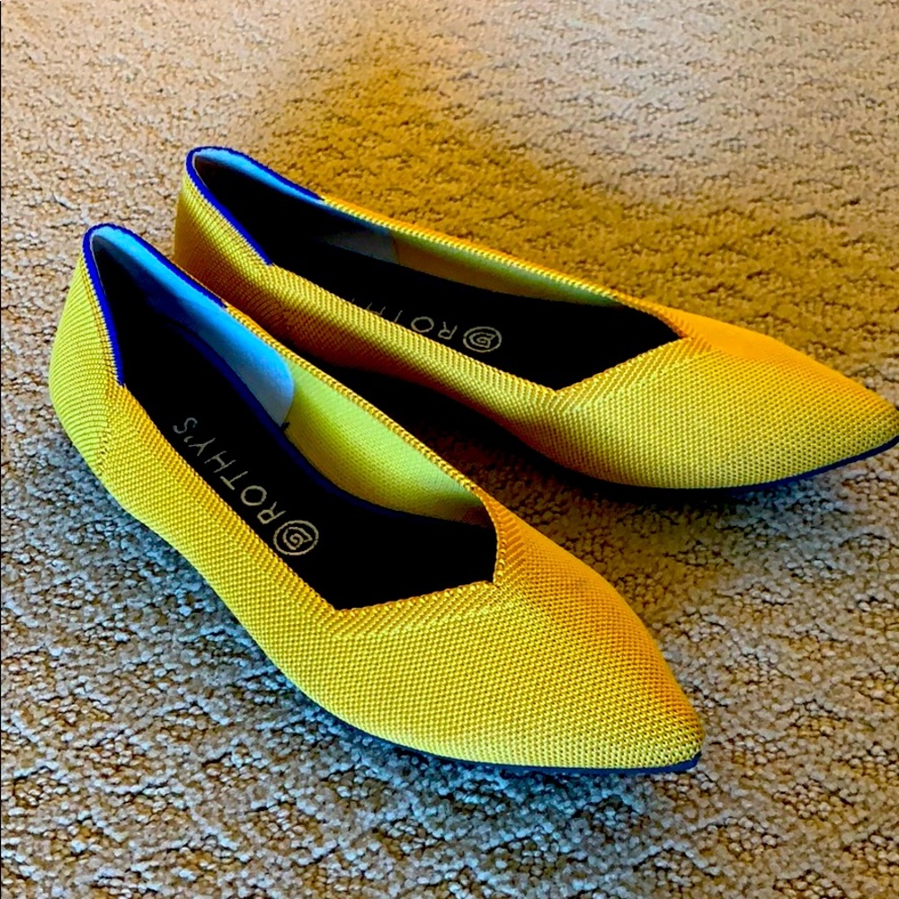 Rothy’s pointed toe yellow flats